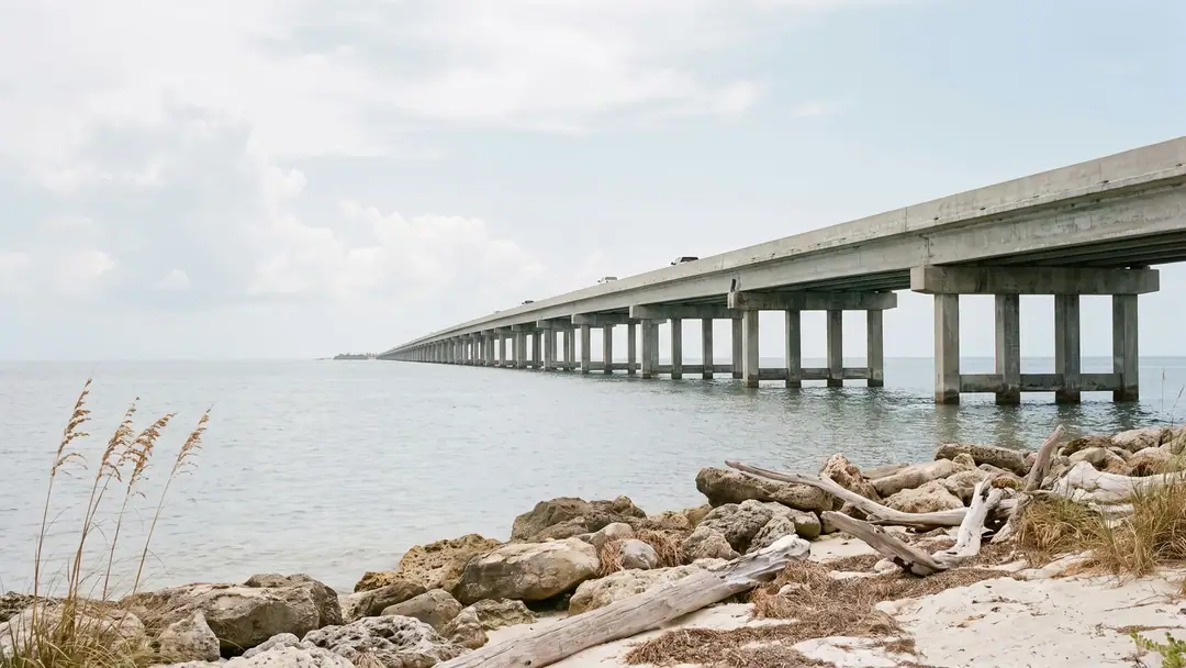 The Seven Mile Bridge crossing open water on the Overseas Highway in the Florida Keys.