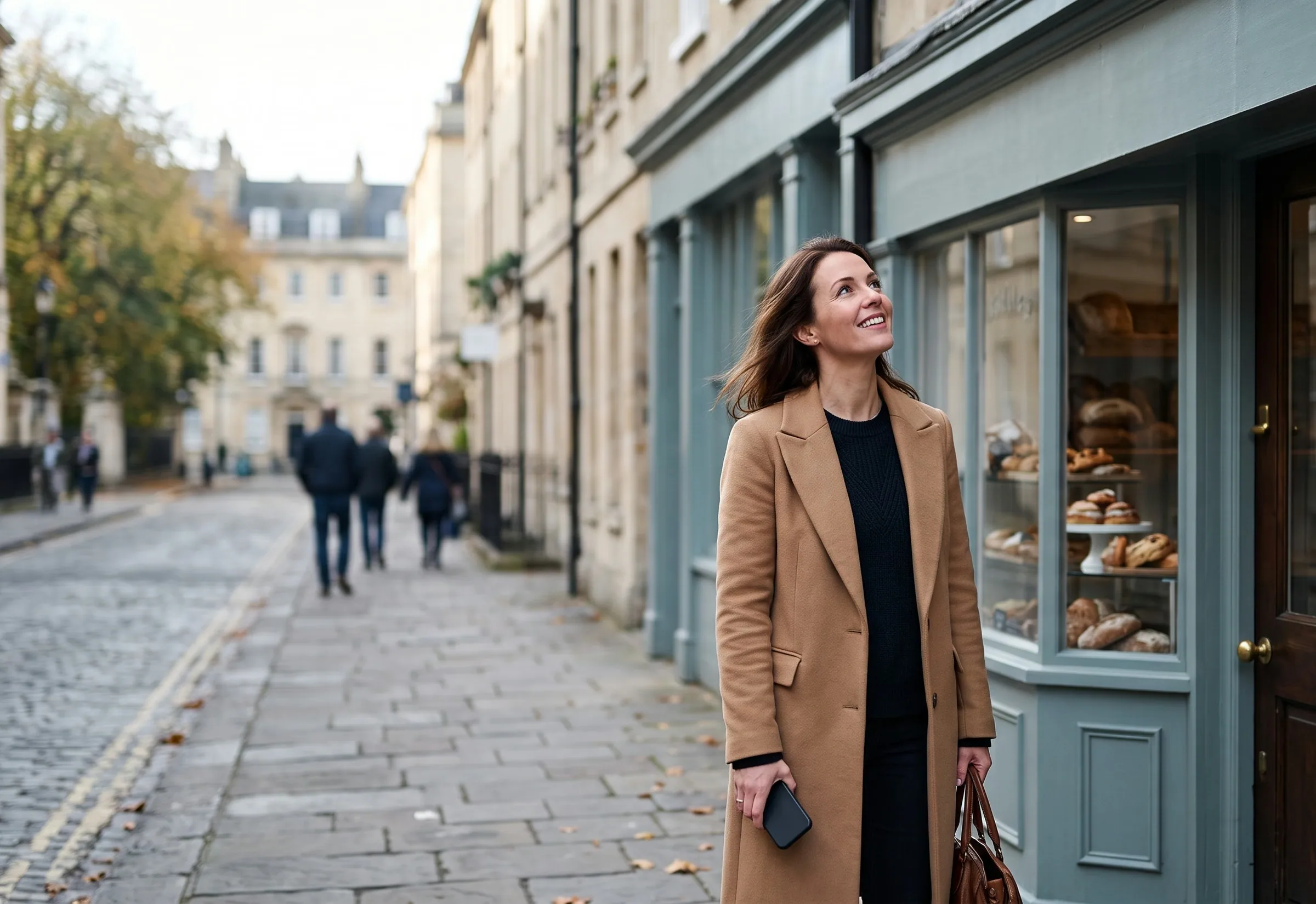 A customer finding a local bakery on the street