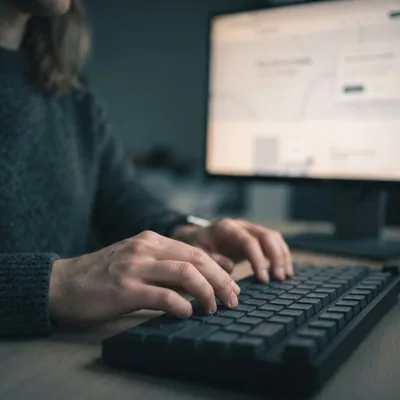 A developer's hands typing