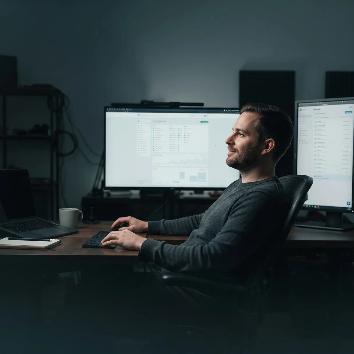 The developer watching the site monitoring dashboard