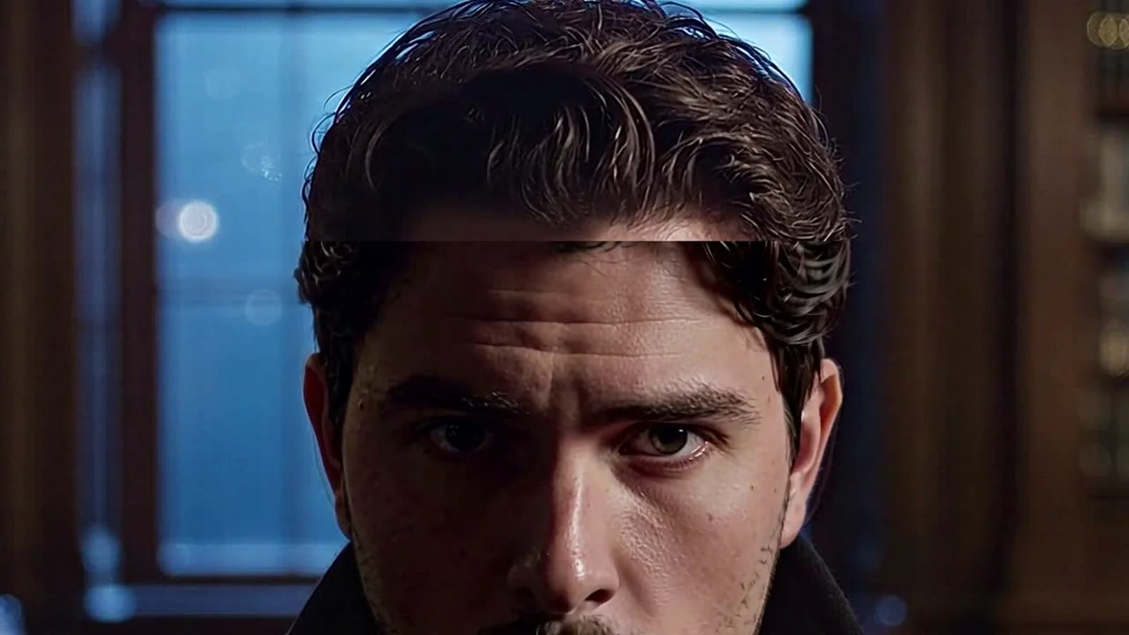 A close-up where a straight line crosses the hair: different hair below it, the original hair above.