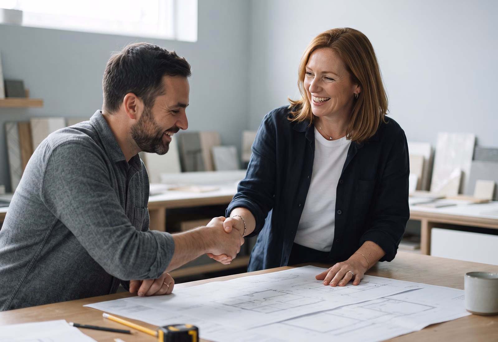 The owner meeting a local architect over plans